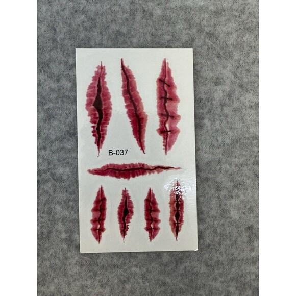 10 Sheet Halloween Temporary Tattoo Stickers Fake Blood Wound Scar Costume Props - Picture 5 of 12